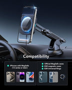 ESR for 15W MagSafe Car Mount Charger, for MagSafe Car Charger, Suction Cup Magnetic Wireless Car Charging, Dashboard Car Phone Mount for iPhone 17/16/15/14/13/12, S25, Pixel 10, Fast Charging