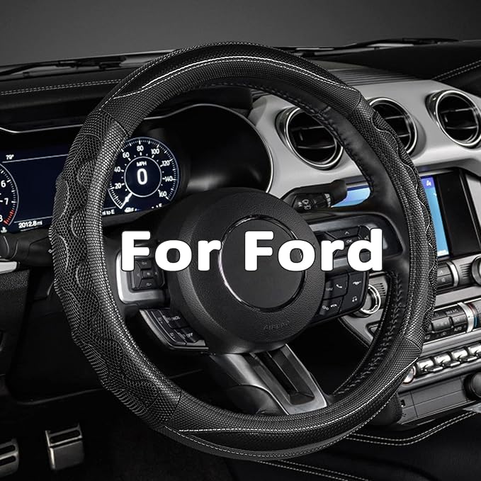 GIANT PANDA Car Steering Wheel Cover for Ford Escape Edge EcoSport Bronco Sport Explorer,3D Sporty Design,Black