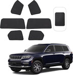 Front Side Half Window Shade Foldable Custom Fit for 2021-2024 Je-ep Grand Cherokee L Car Window Shades for Side Window Sun Shade UV Protection Heat Insulation for Camping Sleeping 6PCS