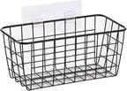2 Set Adhesive Hanging Wall Basket Inside Cabinet Door Organizer,Wall Storage Basket-No Drilling Adhesive wall Basket for Cup