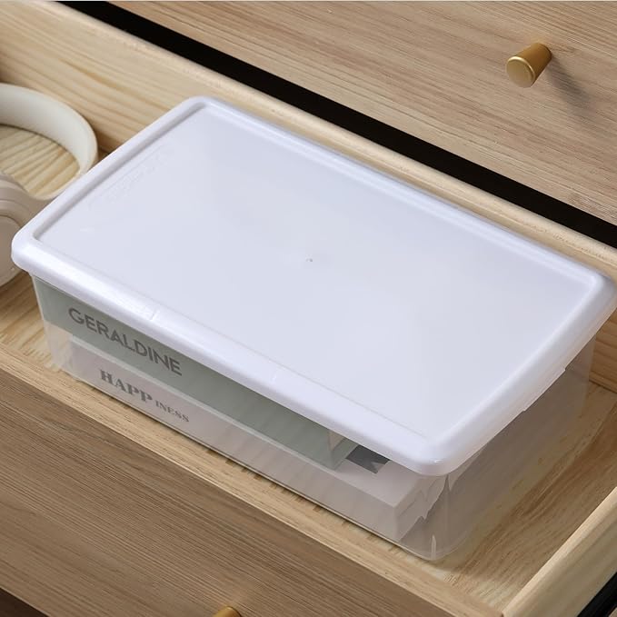 novelinks 6 Quart Clear Plastic Storage Bins with White Lids Stackable Box Craft Storage Organizing Container Sensory Bin,8 P