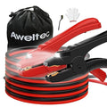Heavy Duty Jumper Cables,6 Gauge 16 Feet Booster Battery Cable,Automotive Wires with LED Light,Alligator Clips,Carrying Bag,Safety Gloves and Iron Brush for Cars Truck