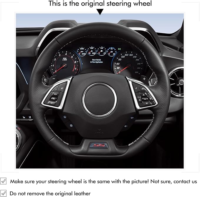 MEWANT Hand Stitched Steering Wheel Cover Wrap for Chevrolet Camaro 2017-2022 Steering Wheel Accessories for Chevrolet Camaro 2017-2022