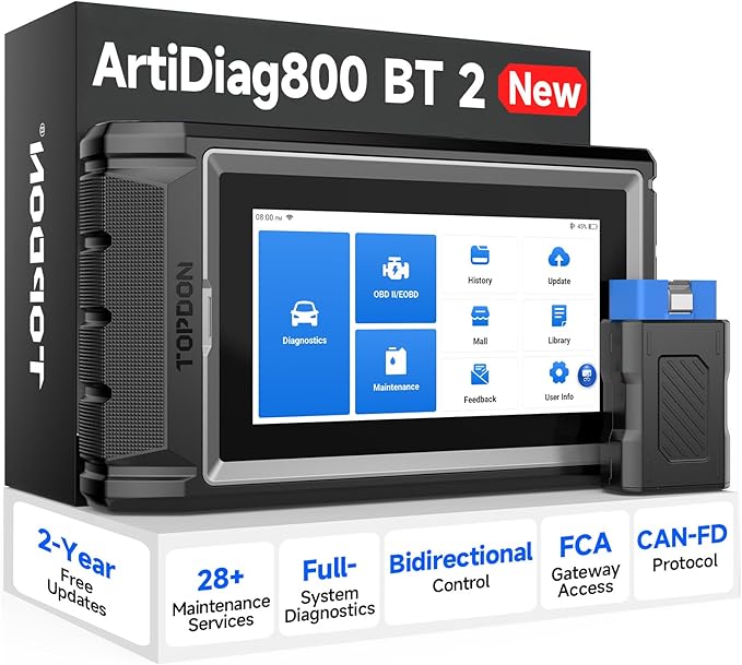 TOPDON Scanner AD800BT V2.0, Bidirectional Scan Tool, Full Systems Diagnostic Tool for All Vehicles, Automotive Diagnostic Sc