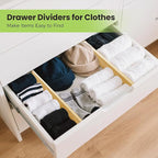 Fyvva Drawer Divider, Adjustable Bamboo Kitchen Drawer Organizer, Spring Loaded Drawer Organizer, Dresser Separators for Kitc
