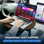 Car Desk for Laptop, Portable 360° Rotation Wooden Steering Wheel Tray (Cup Holder Mounted) for Food, Eating, Office, Compatible with Tesla Model Y/3 & Most Vehicles