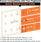 Solid Wood Pegboard Shelf, High Balance and No tilt, Pegboard Accessories, Wooden Pegboard Shelves for 1/4" Metal Pegboard, 2