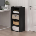 Furinno Basic Book Shelf, 4-Tier Bookcase with Open Shelf, Bookshelf, Cube Storage Organizer, 11 x 17 x 35, for Living Room, 