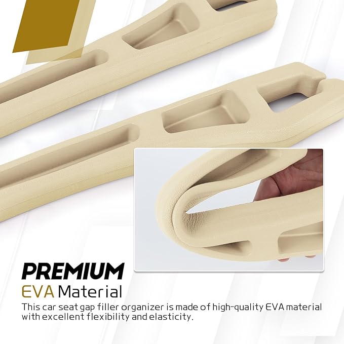 Hovom 2PCS Car Seat Gap Filler Organizer, Multi-purpose Automotive Seat Gap Storage Organizer for Key Phone Card, Auto Seats Crevice Filler Stop Things from Dropping, Car Accessories (Beige)