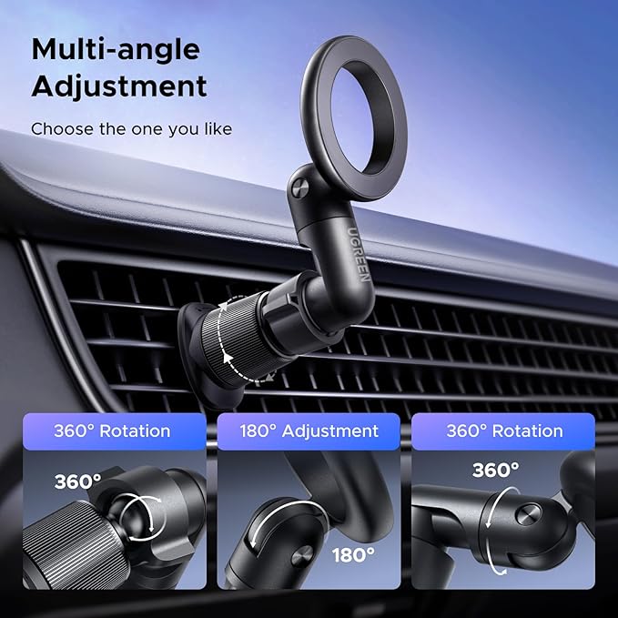 UGREEN Phone Mount for Magsafe Air Vent Car Mount Magnetic Never Block Phone Holder Strengthen Magnetic Power Compatible with iPhone 17 16 15 Pro Max 14 13 12 Pro Mini MagSafe Case