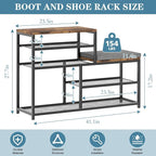 Shoe Rack,Freestanding Hidden Shoe Storage Organizer for Entryway, Shoe Bench Shelves for High Boot with Seat Cushion,Wood Sh