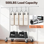 Heavy Duty Clothes Rack - Load 500 LBS, Rolling Clothing Rack for Hanging Clothes with Lockable Wheels & Shelves, Extendable 