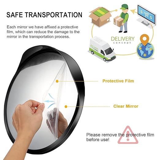 Premium 2 Pack 16" 2.0mm Thick Acrylic Convex Traffic Mirror, Ajustable Wide Angle View Security Mirror for Garage, Parking, Warehouse, Office, driveway and Traffic Blind Spots