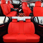 Coverado Full Set Car Seat Covers, 5-Seat Universal Faux Leather Waterproof Seat Covers, Front & Back Car Seat Protectors, Re