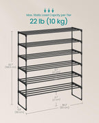 SONGMICS Shoe Rack, 6-Tier Shoe Organizer, Metal Storage Shelf, Upright or Upside Down, for 24-30 Pairs, Stackable, for Entry