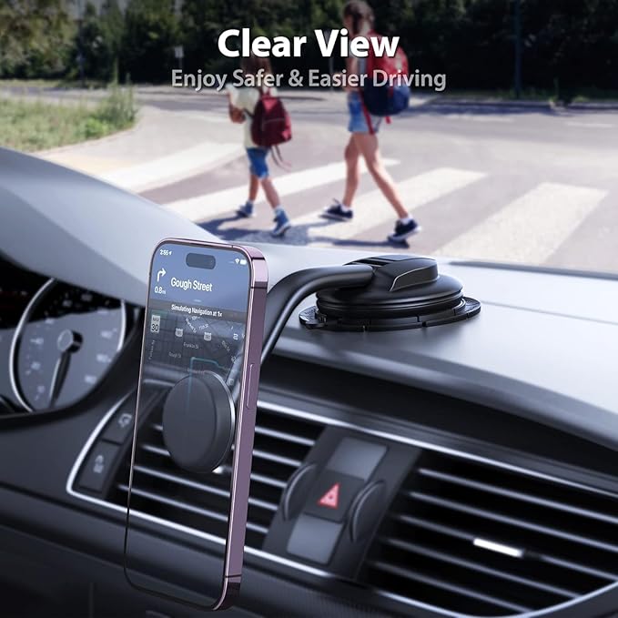 Magnetic Phone Holder for Car, [ Powerful Magnets & Military-Grade Suction] Car Phone Holder Mount Dashboard Windshield Cell Phone Holder Phone Stand for Car iPhone Android Automobile Cradle