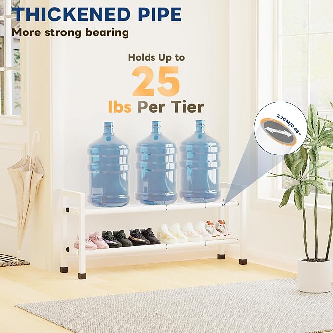 Mavivegue Expandable Shoe Rack, 2-Tier 19"-43.3" Adjustable Shoe Rack for Closet,Hall Entryway,Front Door,Garage, Sturdy Stee