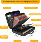 Fireproof Document Organizer Bag, 5200℉ File Organizer Safe Box, Hard Shell Document Bag with 13 Pocket Accordion File Folder