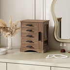 HOOBRO Jewelry Box for Women, Jewelry Organizer with Arc-Shaped Bottom, Wooden Jewelry Box, Side Transparent Window, Vertical