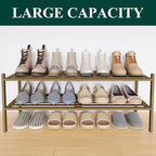 Smiry Long Bamboo Shoe Rack 2-Tier, Stackable Wooden Shoe Organizer for Entryway & Closet, Free Standing Wood Shoe Storage Sh