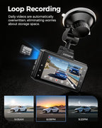 AZDOME M01 Max UHD 4K Dash Cam Front and Rear, Built-in Wi-Fi, Free 64GB Card, App Control, 4K+1080 Dash Camera for Car, Buil