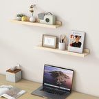Picture Ledge Shelf for Wall, 24 inch Solid Ash Wood Nursery Book Shelves 2 Packs, Floating Shelves for Kids' Room Bedroom Ba