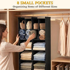 Ofiray-home 6 Tier Hanging Closet Organizer, 16 Compartments Sweater Organizer for Closet with 3 Sturdy Hooks, Closet Organiz