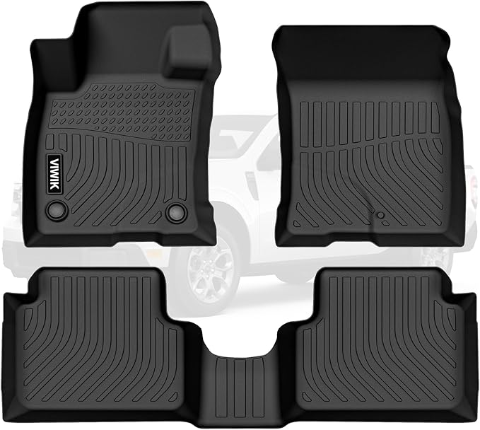 VIWIK All Weather Floor Mats Custom Fit for 2022-2026 Ford Maverick Hybrid TPE, 3D Scanning Design, Non-Slip, Odorless, Waterproof, Easy to Clean & Install Ford Maverick Accessories