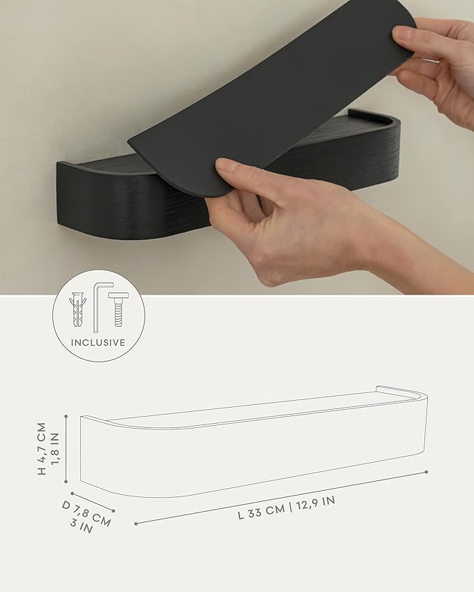 Kazai. Key Holder 'Toke' | Minimalist Key Hook Design from Berlin | Modern Key Holder Wall Mount with Wooden Shelf | Key Rack
