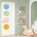 Forbena Large Pink Kids Book Shelves for Girls Room Wall Set of 4, Floating Nursery Book Shelf for Baby Girl Deocr, 24 Inches