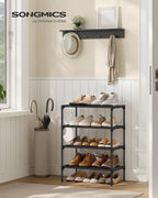 SONGMICS 4-Tier Shoe Rack for Closet, Compact Metal Shoe Organizer Shelf for Entryway, Bedroom, Small Spaces, Stackable, 11.8