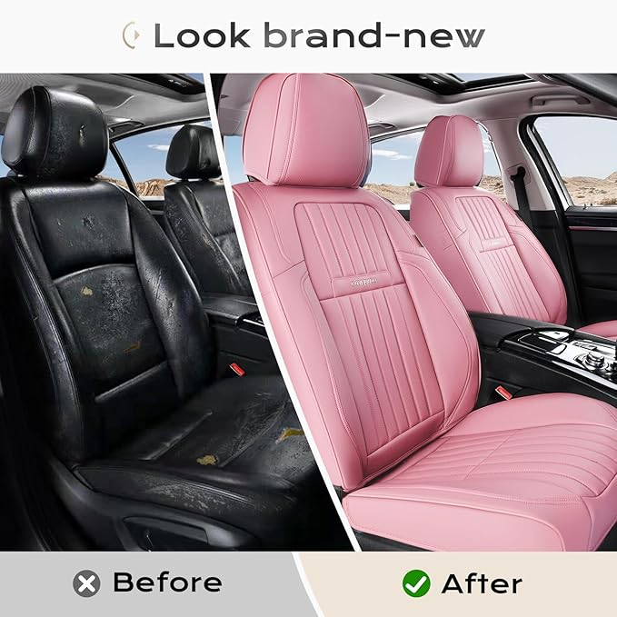 Coverado Car Seat Covers Front Seats, Seat Covers for Cars, Car Seat Protector, 2-Pack Car Seat Cushion Nappa Leather, Waterp