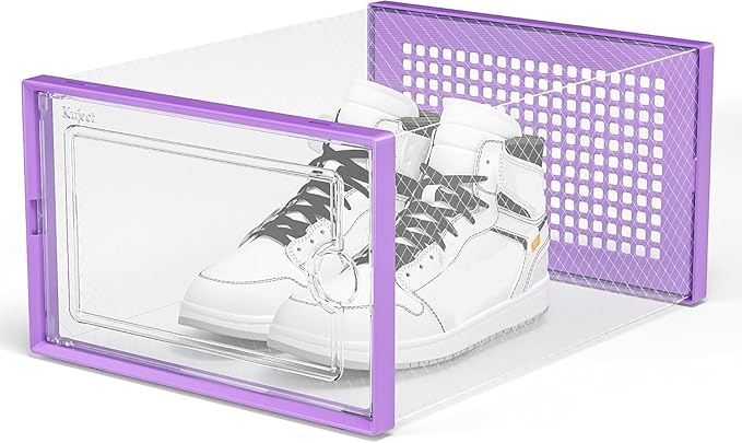Kuject X-Large Shoe Storage Boxes Organizers Clear Plastic Stackable 12 Pack, Shoe Rack & Holder Substitute, Sneaker Containe