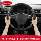 Rubbermaid Steering Wheel Cover – Universal Fit 14.5"–15" Steering Wheel Cover, Anti-Slip Grip, Breathable Leather, All-Seaso
