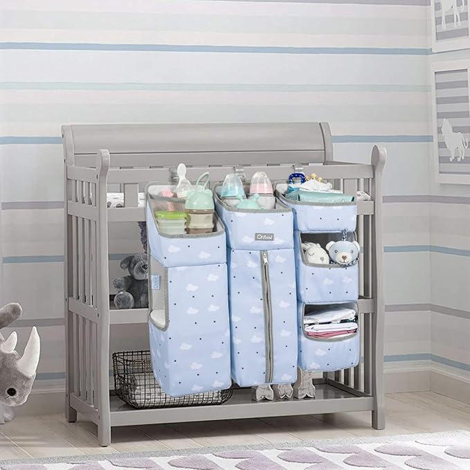 Orzbow 3-in-1 Hanging Diaper Organization Storage for Baby Essentials | Nursery Organizer and Baby Diaper Caddy | Hang on Cri