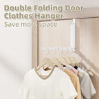 BAKON Over The Door Hanger Folding Clothes Drying Rack, Double Fold Hanging Door Hooks Coat Rack for Indoor Laundry Room Comp