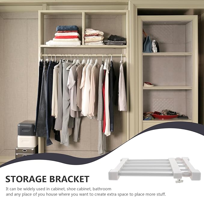 KALLORY Versatile Nail-Free Adjustable Wardrobe Storage Shelf Divider 30-40cm White Closet Organizer for Clothes Partition an