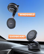 Suction Phone Mount for Car Dashboard/Windshield - 360°Adjustable Magnetic Phone Holder for Car, Foldable Car Phone Holder for iPhone 17/16/15/14/13/12 Series (Carbon Fiber & Aluminum Alloy)
