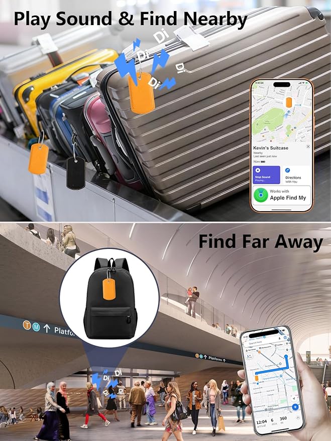 Luggage Tags Built-in Anti-Loss Tracker, Luxury Leather Luggage Tags for Suitcase, Travel Bags, Backpacks, Travel Organizer f