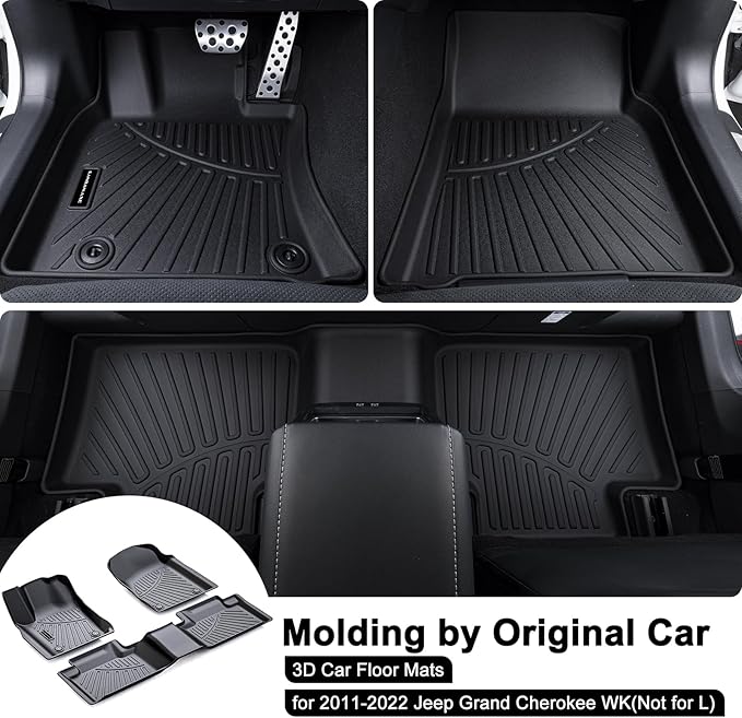 TPE Floor Mats for 2011-2021 & 2022 WK Jeep Grand Cherokee (Not for L) All Weather Car Floor Liners Fit Jeep Grand Cherokee Accessories Black
