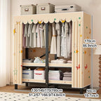 Portable Wardrobe Closet with Cover, Metal Clothing Organizer for Bedroom, Foldable Clothe Rack, Garment Rack for Hanging Clo