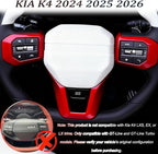 Steering Wheel Button Cover, for Kia K4 2024 2025 2026,Steering Wheel Button Panel Protection Frame Molding Trim - Wine Red(for GT-Line,GT-Line Turbo Model)