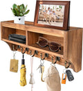 Key Holder Wall Mount - Mail Organizer Wall Mount with 6 Key Hooks and Storage Box for Sunglasses Storage and Dog Leash Holde