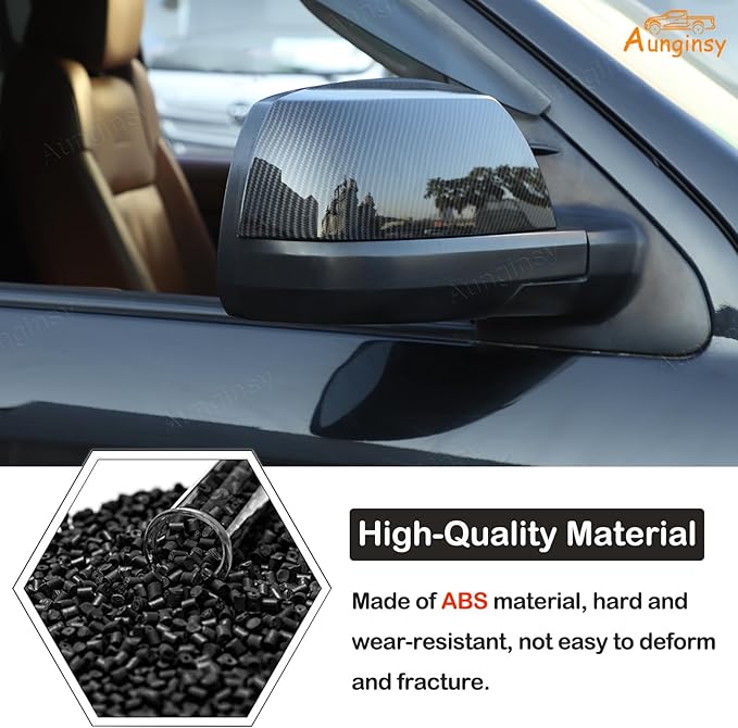 Car Door Rear View Mirror Cover Trim Compatible with Toyota Tundra 2007-2021 Sequoia 2008-2020 Exterior Rearview Mirror Housing Cap Protector Accessories, Only Fit Without Turn Signal Lights Version