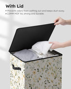 SOLEDI Laundry Hamper with Lid, 90L Tall & Large Floral Laundry Basket, Collapsible Clothes Hamper with Removable Bag, Dirty 