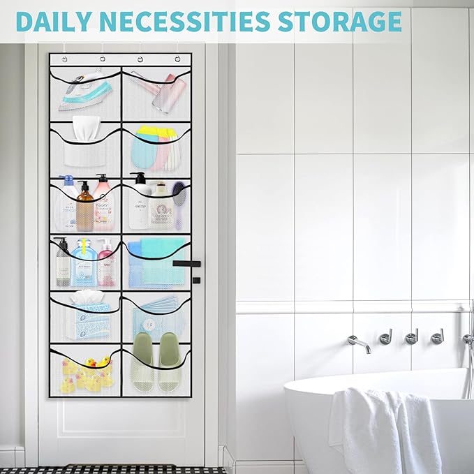 2 Packs Over the Door Shoe Organizer, 24 Extra Large Mesh Pockets Hanging Shoe Boots Rack Holder, Closet Hanging Organizers f