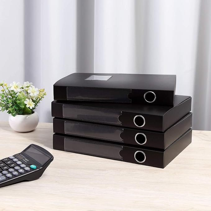 HUA JIE A4 Storage File Boxes Plastic Archives Cases with Lid, File Folder Organizer Document Filing Box for office, Letter S