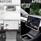 2PCS Protector Trim Frame Compatible with Tesla Model 3 Y 2020-2024 2026 Screen Edge Frame Rearview Mirror Cover Interior Silicone Decorations Center Console Decor Highland Juniper Accessories (White)