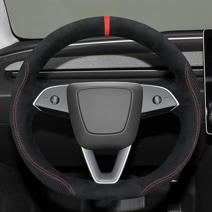 MEWANT DIY Stitching Steering Wheel Cover Wrap for Tesla Model 3 Highland 2023-2025/Model Y 2025 Highland for Tesla Model 3/Model Y Accessories(3D Style)