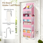 SpaceWhisper Over the Door Organizer, 4 Large Pocket Hanging Storage Organizer with 40lb Capacity, Space Saving for Nursery, 